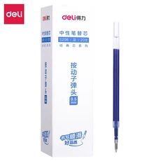 3개/묶음 델리 S01 프레스 젤 펜 0.5mm 스프링 헤드 롤러 볼 잉크 s206 색 옵션, 06 s206blue(20pcs)