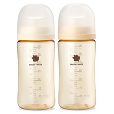 그린핑거 베베그로우 PPSU 노꼭지 젖병 트윈팩, 크림 + 베이지, 280ml, 3세트