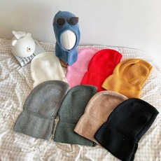 聊天巴拉克拉法帽連帽圍脖針織防寒冬季帽子 9色, 白色的