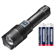 微笑鯊 SD5212 多功能極光手電筒 LED大功率爆亮 強光變焦 露營燈, 1個, 【黑色2電】