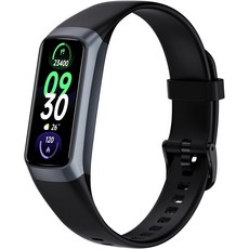 피트니스 트래커 활동 스마트 워치 1.10 AMOLED 터치 컬러 화면 24시간 연중무휴 혈중 산소 심박수 수면 모니터 IP68 방수 여성 남성용 스텝 카운터 블랙, Black