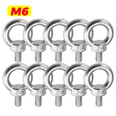 호환 110PCS 리프팅 아이 볼트 스테인레스 스틸 와이어 로프 고정 아이 볼트 나사 정원 링 패스너 M4M5M6M8, 3pcs, [13] M6