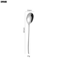 DFMEI 網紅創意韓式勺叉家用西餐具長柄多規格, 410銀色二號勺:如圖, 1個