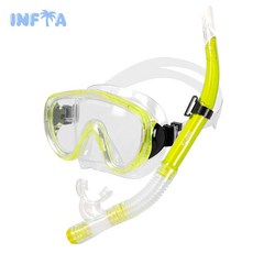 인피아 멀티 피스 스노쿨링 마스크 프리다이빙 스노쿨링 세트, 아쿠아옐로우