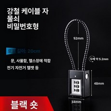 와이어 사물함키 여행용 열쇠걸이 자물통 도난방지 열쇠, 1개, [비밀번호 모델] 20cm