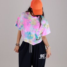 댄마샵 썸머 미들 크롭 반팔티 방송댄스복 줌바댄스복 에어로빅복