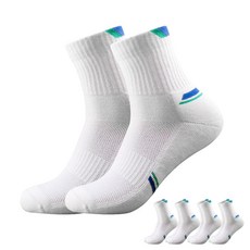 아르모노 이중쿠션 스포츠 러닝 양말 중목 남자 여자 4켤레, 4세트, 화이트