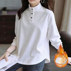 해피유통 여성 겨울 폴라 맨투맨 버튼 디테일