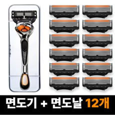 한솔템 면도기 + 5중 면도날 질레트 호환용, 면도기+면도날12개, 1세트