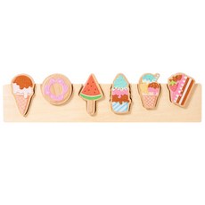 E2K 木製立體圖案認知拼圖 蒙氏早教益智玩具 幼兒園兒童配對學習, 1個, 甜品