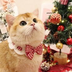 公主風紳士風寵物領巾 貓咪狗狗蕾絲針織圍巾項圈, 1個, 紅色千鳥格 M 6.5公斤內