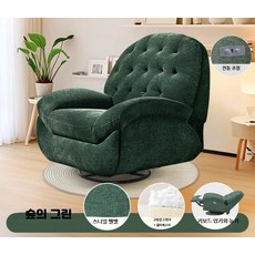 전동 리클라이너 1인 소파 흔들의자 휴식 안락의자, AF_스니얼벨벳숲속그린전동USB