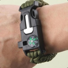 서바이벌 팔찌 파라코드 나침반부착 캠핑비상용 야외생존 응급휴대 등산, 1개, 그린