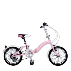 BIKEONE L1 SHIMANO 16吋6速摺疊兒童腳踏車 超輕便好攜好摺 節省空間 攜帶方便小折自行車, 粉, 1個, 16吋