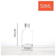 VITO zakka扁圓肩玻璃瓶 浮游花玻璃瓶 扁酒瓶 空瓶 DIY花藝 漂浮花 玻璃瓶 療癒系, 1個, 50ml