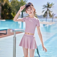 兒童泳衣分體女童2025公主裙中大童遊泳衣少女孩夏學生溫泉遊泳裝