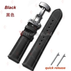 가죽 비즈 세일클로스 버클 나비 밴드 그린 나일론 블루 20MM 시계 스트랩 22MM 스티칭, Bla, 1개