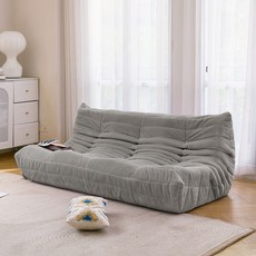 고탄성 스펀지로 만든 직물 소파쇼파 애벌레 소파 거실 소파, 3인용 좌석 Three-seater, Light Gray