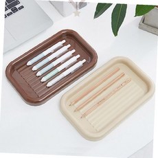 사무용품 볼펜 보관 트레이 책상 필기구 정리 펜 거치대 접시 데스크 문구 수납, 1개, 베이지