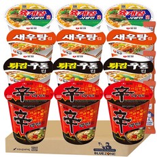 소컵라면 세트 육개장사발3 신라면3 튀김우동3 새우탕3 라면스틱3, 1박스