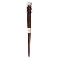 ISHIDA 貓咪抱抱木筷組 附筷架 六款貓咪造型, 1個, 灰虎斑貓（現貨/155069）, 灰虎斑貓