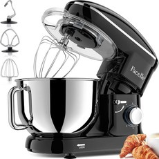 패넬 스탠드 믹서 전기 주방 펄스 버튼이 있는 660W 6단 틸트 헤드 첨부 파일에는 6.5 QT 볼 식기세척기 안전 비터 반죽 후크 거품기 및 스플래시 가드 - 퍼플이, Black