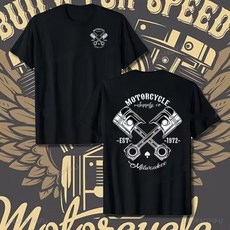 남성용 모터사이클 오토바이 정비 반팔티 (기어 피스톤 순면 티셔츠), 블랙C