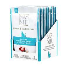 로우즈 사시 파우치 고양이 간식 습식, 8개, 생선, 50g