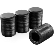 4피스 블랙 양극산화 알루미늄 플라스틱 합성 타이어 밸브 스템 캡 2개, 4피스 블랙 양극산화 알루미늄 플라스틱 합성 타이어 밸