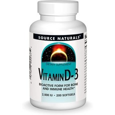 소스내츄럴스 비타민 D-3 2000 IU 소프트젤, 200정, 1개