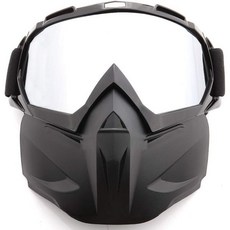 스포스유네 오토바이 고글 페인트볼 마스크 분리형 얼굴 안전 남녀용, Mt-003-black&silvery Lens, 1개