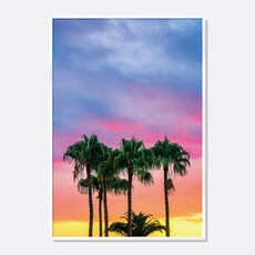 스웨리움 컨템포러리 감성 포스터 인테리어 액자 무지개 석양과 해변의 나무들, A4 (21 x 29.7 cm), 포스터만 구입