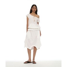 매장정품 파르티멘토 PARTIMENTO WOMEN 리버스 티셔츠 미디 스커트_화이트 PW-2632WH 687999