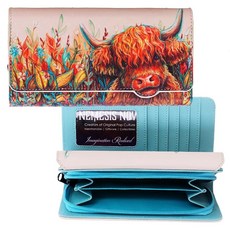 Highland Cow Embossed Coin Purse Leather Style 19 x 3.5 x 10 cm Animal Pattern