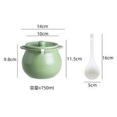 陶瓷雙耳豬油罐附勺帶濾網 抹茶綠大號 1400ml, 雙耳中號抹茶綠700ml, 1套
