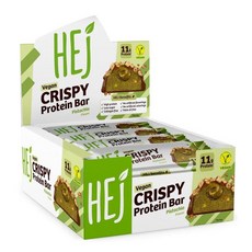 HEJ 비건 크리스피 프로틴 바 - 저당 고단백 스낵 (단백질 11g 함유) - 인공 향료 수크랄로스 대두 무첨가 - 피스타치오맛 12개입 (각 45g), 45g