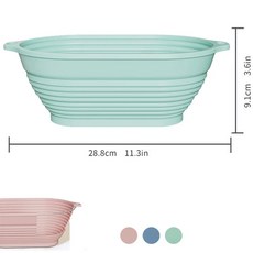 반느통 실리콘 발효빵틀 반죽 원형 깜빠뉴 바네통, K. 강철 링이 있는 타원형 연한 녹색