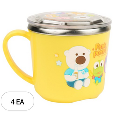 릴팡 뽀로로 논슬립 뚜껑 스텐컵, 피크닉 (뽀로로), 4개