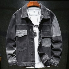 帥春季上衣工裝春秋加大加肥大碼復古寬鬆韓版休閒夾克牛仔外套男