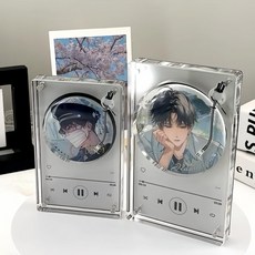 LP판컨셉 캔뱃지 아크릴 홀더 스탠드 마그넷 전시 수납 케이스 굿즈 보관함 데스크탑 장식품, 흰색 58mm, 1개