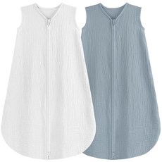 BSTOP 탑 상의PT 2팩 아기 수면 주머니 18-24개월 100% 유기농 면 모슬린 침낭 양방향 지퍼 웨어러블 담요 (플라워 & 체리 XL)