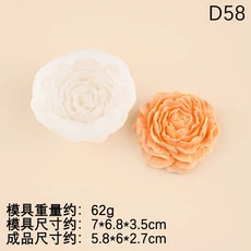 초대형 3D 꽃 양초 실리콘 몰드 DIY 모란 아로마 석고 수지 만들기 도구 수제 비누 초콜릿 케이크 베이킹, 06 1pcs, 1