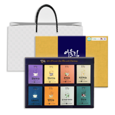 [본사직영] 다예 100% 국산 어울림 명작 8종 티백 전통차 선물세트+쇼핑백(도라지차+국화꽃차+우엉차+민들레차+녹차+감잎차+헛개나무열매차+뽕잎차), 1세트, 64개입