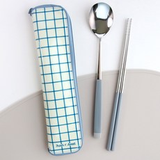 국내산 스텐핏 무소음 휴대용 스푼+젓가락+케이스 세트, 화이트, 1개