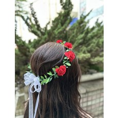 조화 장미 화관 만들기 DIY 10세트, 3.레드로즈화관