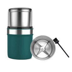 【GAARii】可拆卸清洗內杯 304不鏽鋼咖啡磨豆機 附贈110V研磨機 適用於中藥材磨粉 多功能家用磨粉機, 霧綠色 (一字刀)+加購內鋼杯(雙葉刀), 1個, 100G