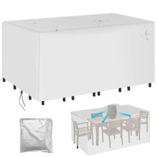 베이지 헤비 듀티 야외 방수 파티오 가구 커버 정원 비 눈 방풍 자외선 차단 소파 테이블 의자, 180x120x74cm