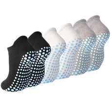 SkiBeaut 미끄럼 방지 남성용 여성용 양말 6켤레 유니 필라테스 남성 여성 그립 쿠션 양말 요가 바레 가정 및 병원용 #01 블랙 - 6쌍