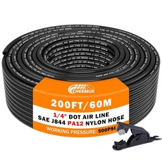 치무이 100 FT 3/8인치 DOT 공기선 파란색 3/8 PA12 나일론 공압 튜빙 30.5미터 외경 공기 파이프 호스 라인 반트럭 또는 산업용 시스템용, 1/4"OD-100FT, Blue