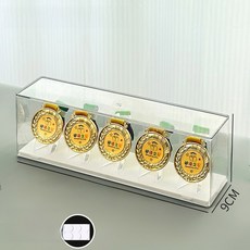 스포츠 메달 보관함 마라톤 명예 디스플레이 스탠드 배지 기념 동전 정리함 광택 표면 다기능 선반, 5)긴 상자 1개⭐지지대 5개 + 고정 접착제 포